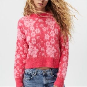 Zara Hot Pink Floral Sweater
